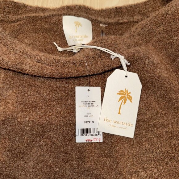 NWT The Westside Luna Boucle Light Brown Wool Blend Knit Sweater Women's Small S - Picture 3 of 7